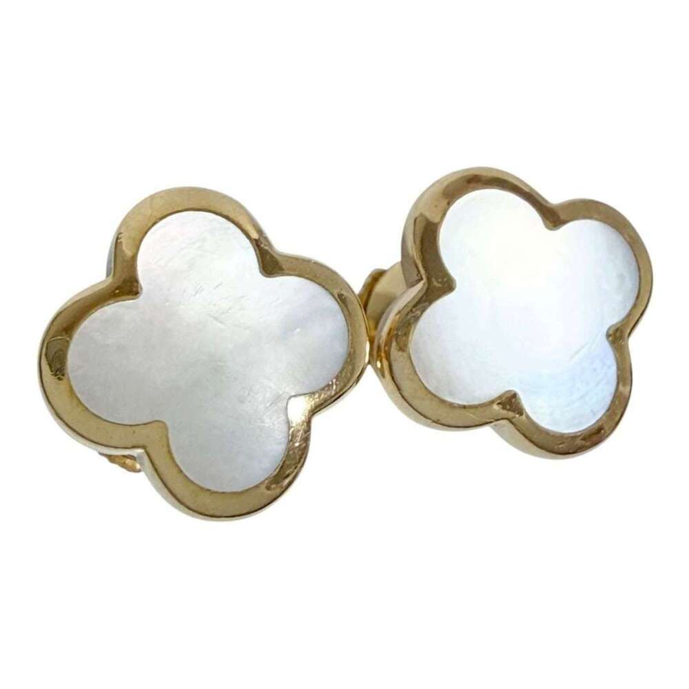 Van Cleef & Arpels Women's Pure Alhambra Earrings, Shell, 18K Yellow Gold